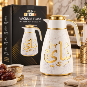 Red Kitchen Vacuum Flask – White Marble